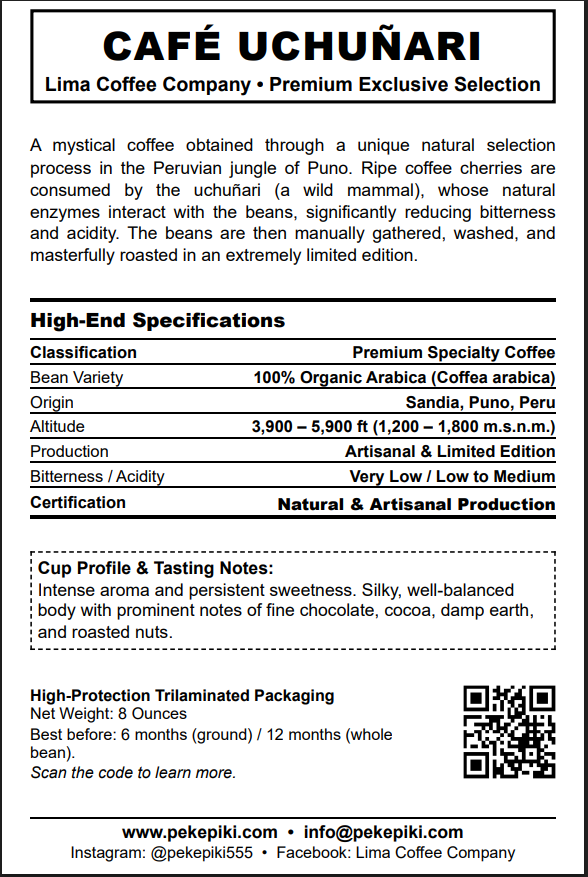 Uchuñari Coffee Technical Specifications